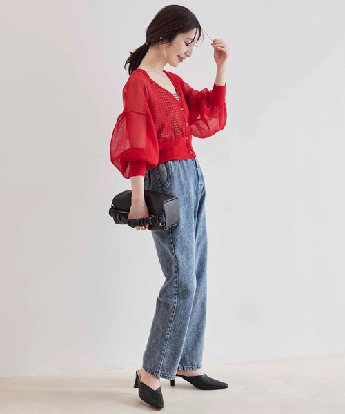 vis-`a-vis（ビサビ）の「【WEB限定】シアーショート丈カーディガン（カーディガン/ボレロ・レディース・ブラック/レッド/イエロー/グリーン/ベージュ・FREE）」の19枚目の写真