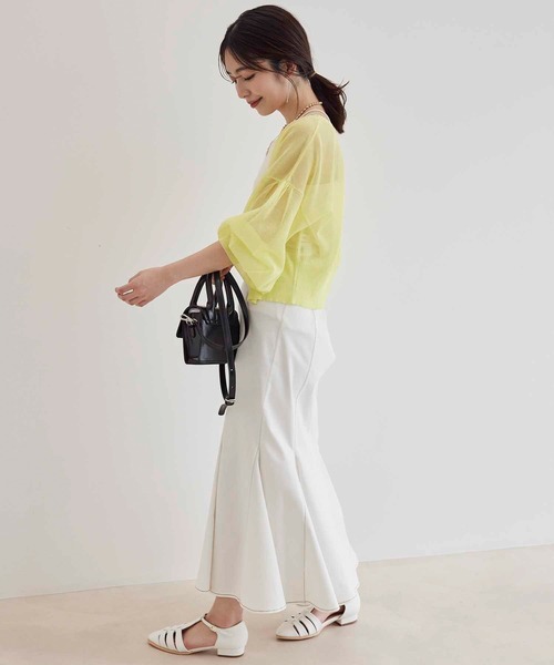 vis-`a-vis（ビサビ）の「【WEB限定】シアーショート丈カーディガン（カーディガン/ボレロ・レディース・ブラック/レッド/イエロー/グリーン/ベージュ・FREE）」の7枚目の写真