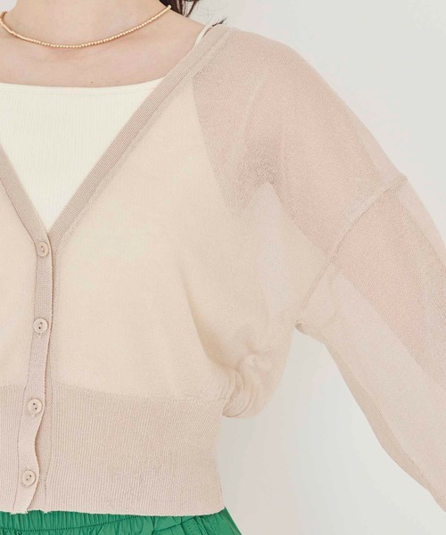 vis-`a-vis（ビサビ）の「【WEB限定】シアーショート丈カーディガン（カーディガン/ボレロ・レディース・ブラック/レッド/イエロー/グリーン/ベージュ・FREE）」の11枚目の写真