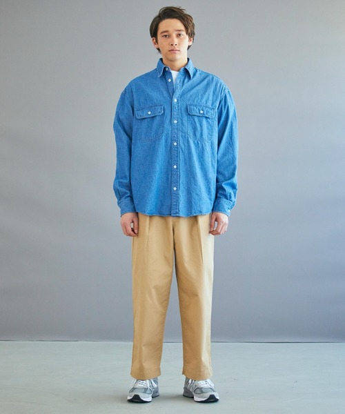 THE STANDARD（ザスタンダード）の「WEGO/パッカリングデニムシャツ（シャツ/ブラウス・メンズ・ライトインディゴブルー・MEDIUM/LARGE/SMALL）」の14枚目の写真