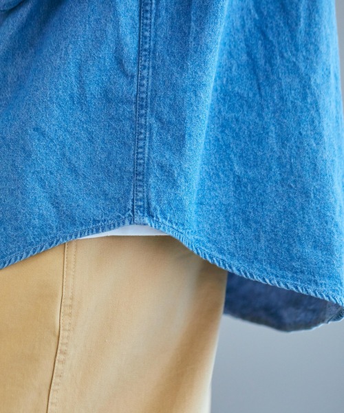THE STANDARD（ザスタンダード）の「WEGO/パッカリングデニムシャツ（シャツ/ブラウス・メンズ・ライトインディゴブルー・MEDIUM/LARGE/SMALL）」の18枚目の写真