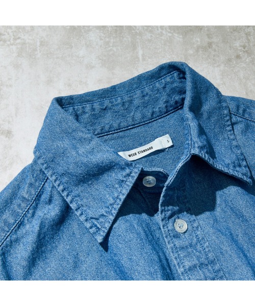THE STANDARD（ザスタンダード）の「WEGO/パッカリングデニムシャツ（シャツ/ブラウス・メンズ・ライトインディゴブルー・MEDIUM/LARGE/SMALL）」の22枚目の写真