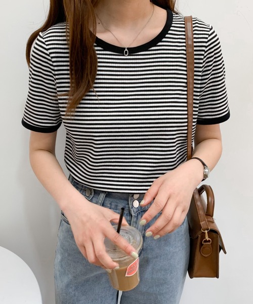 Diosfront(ディオスフロント)の「配色パイピングボーダーロンTee(Tシャツ/カットソー・レディース・ブラック/ブラウン/ブルー/グリーン・M/L)」の14枚目の写真