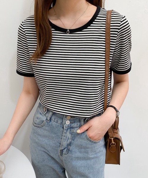 Diosfront(ディオスフロント)の「配色パイピングボーダーロンTee(Tシャツ/カットソー・レディース・ブラック/ブラウン/ブルー/グリーン・M/L)」の15枚目の写真