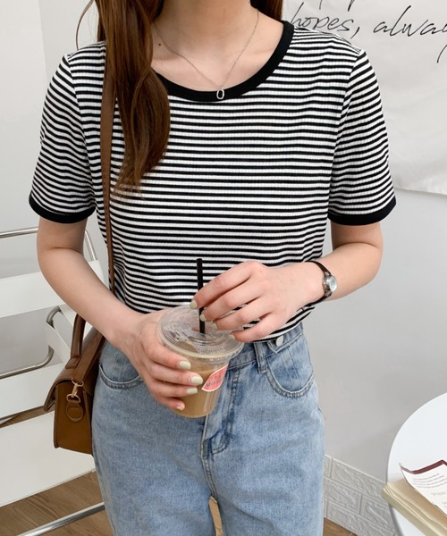 Diosfront(ディオスフロント)の「配色パイピングボーダーロンTee(Tシャツ/カットソー・レディース・ブラック/ブラウン/ブルー/グリーン・M/L)」の16枚目の写真