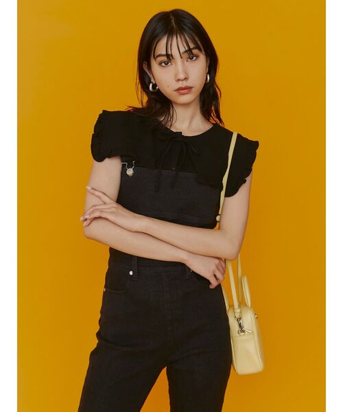 EMODA（エモダ）の「フレアデニムサロペット（サロペット/オーバーオール・レディース・ホワイト/ブラック/インディゴブルー・SMALL/MEDIUM）」の15枚目の写真