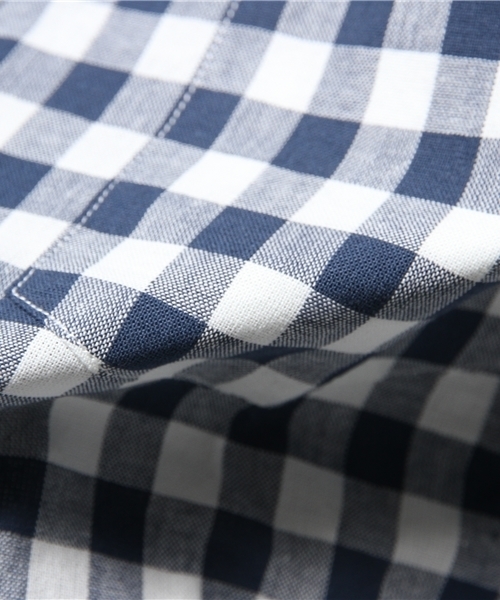 JOURNAL STANDARD（ジャーナルスタンダード）の「レザーパイピングビッグギンガムシャツ ##（シャツ/ブラウス・メンズ・ネイビー/ライトブルー・SMALL/LARGE/MEDIUM）」の13枚目の写真
