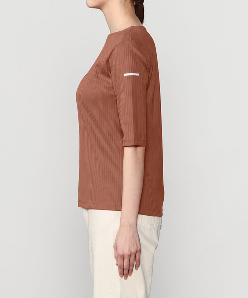 ORCIVAL（オーシバル）の「ORCIVAL | ボートネック5分袖リブTシャツ WOMEN（Tシャツ/カットソー・レディース・アイボリー/ネイビー/ピンク系その他/チャコール・1/2）」の11枚目の写真