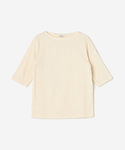 ORCIVAL（オーシバル）の「ORCIVAL | ボートネック5分袖リブTシャツ WOMEN（Tシャツ/カットソー・レディース・アイボリー/ネイビー/ピンク系その他/チャコール・1/2）」の2枚目の写真