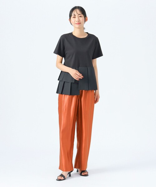 ENFOLD アシンメトリー　リブニットスリーブ　異素材　プルオーバー lstpaw24-783.jpg