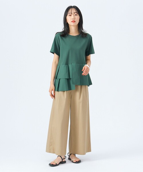 セール】アシンメトリー 異素材プルオーバー（Tシャツ