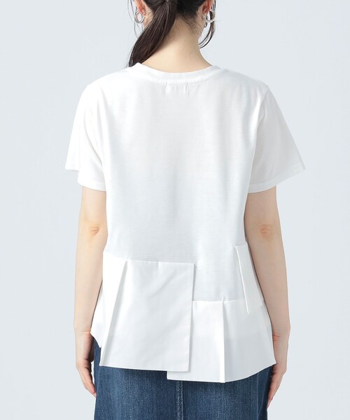 希少✨サカイ　アシンメトリー異素材コンビプルオーバー 変形　ドッキング　白×黒 セール】アシンメトリー 異素材プルオーバー（Tシャツ/カットソー