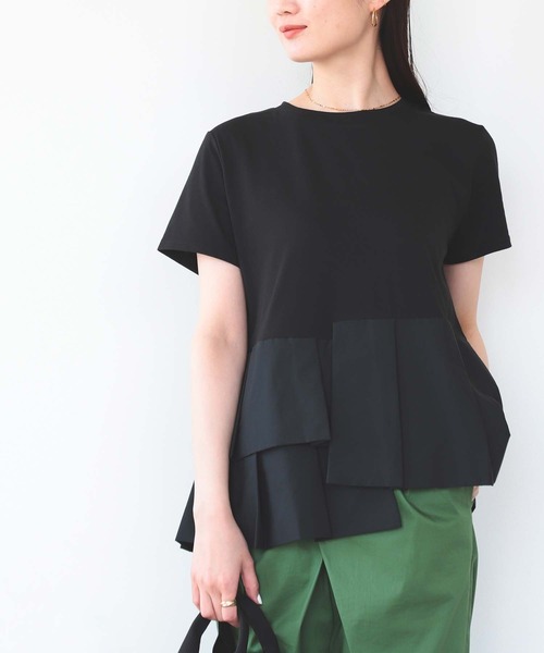 BEAMS HEART（ビームスハート）の「アシンメトリー 異素材プルオーバー（Tシャツ/カットソー・レディース・ダークグリーン/オフホワイト/キャメル/ブラック/カーキ/ホワイト系その他4・ONE SIZE）」の20枚目の写真