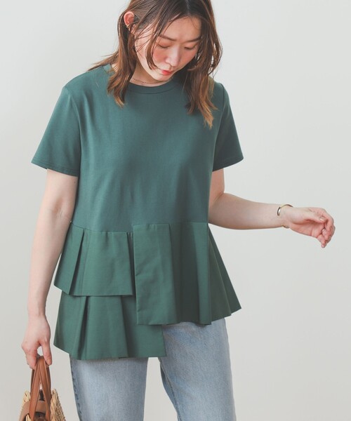 BEAMS HEART（ビームスハート）の「アシンメトリー 異素材プルオーバー（Tシャツ/カットソー・レディース・ダークグリーン/オフホワイト/キャメル/ブラック/カーキ/ホワイト系その他4・ONE SIZE）」の21枚目の写真