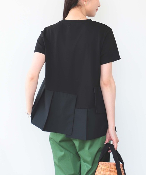 BEAMS HEART（ビームスハート）の「アシンメトリー 異素材プルオーバー（Tシャツ/カットソー・レディース・ダークグリーン/オフホワイト/キャメル/ブラック/カーキ/ホワイト系その他4・ONE SIZE）」の10枚目の写真