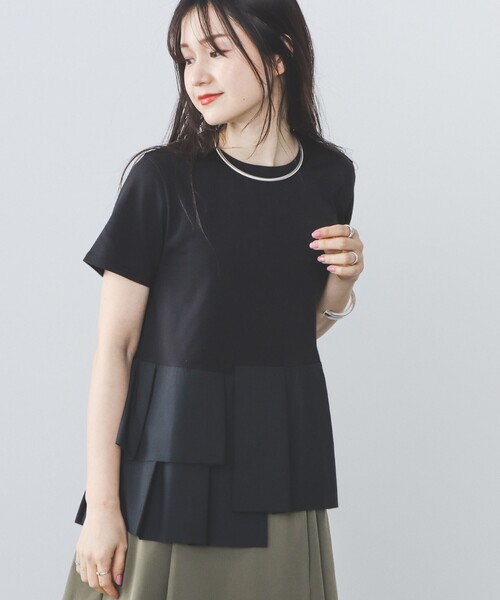 BEAMS HEART（ビームスハート）の「アシンメトリー 異素材プルオーバー（Tシャツ/カットソー・レディース・ダークグリーン/オフホワイト/キャメル/ブラック/カーキ/ホワイト系その他4・ONE SIZE）」の13枚目の写真