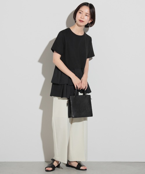 BEAMS HEART（ビームスハート）の「アシンメトリー 異素材プルオーバー（Tシャツ/カットソー・レディース・ダークグリーン/オフホワイト/キャメル/ブラック/カーキ/ホワイト系その他4・ONE SIZE）」の15枚目の写真