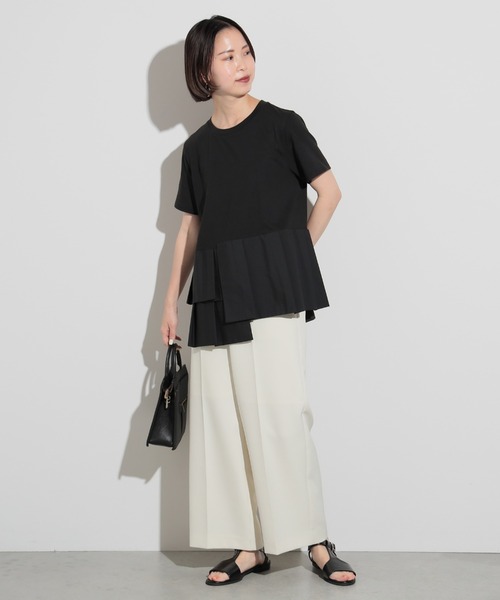 BEAMS HEART（ビームスハート）の「アシンメトリー 異素材プルオーバー（Tシャツ/カットソー・レディース・ダークグリーン/オフホワイト/キャメル/ブラック/カーキ/ホワイト系その他4・ONE SIZE）」の16枚目の写真