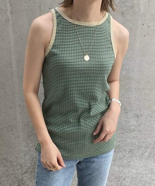 y/m by misato（イムバイミサト）の「ランダムリブアメスリタンクトップ（タンクトップ・レディース・オフホワイト/ライトブラック/グリーン・FREE）」の12枚目の写真