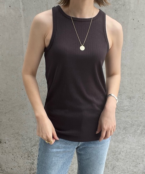 y/m by misato（イムバイミサト）の「ランダムリブアメスリタンクトップ（タンクトップ・レディース・オフホワイト/ライトブラック/グリーン・FREE）」の9枚目の写真