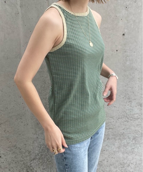 y/m by misato（イムバイミサト）の「ランダムリブアメスリタンクトップ（タンクトップ・レディース・オフホワイト/ライトブラック/グリーン・FREE）」の13枚目の写真