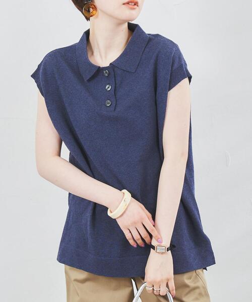 coen（コーエン）の「サラコポロフレンチスリーブニット（ポロシャツ