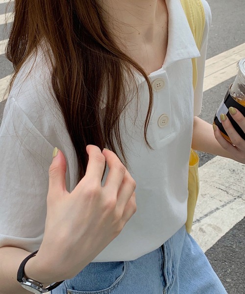 meJane（ミージェーン）の「半袖ポロシャツ（ポロシャツ・レディース・ホワイト/ブラック/グレー/ピンク・FREE）」の18枚目の写真