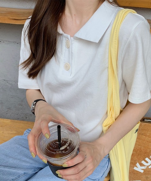 meJane（ミージェーン）の「半袖ポロシャツ（ポロシャツ・レディース・ホワイト/ブラック/グレー/ピンク・FREE）」の9枚目の写真