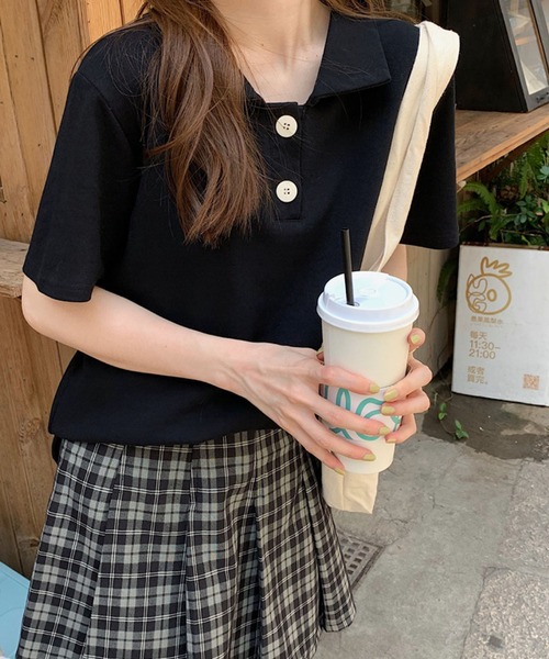 meJane（ミージェーン）の「半袖ポロシャツ（ポロシャツ・レディース・ホワイト/ブラック/グレー/ピンク・FREE）」の11枚目の写真