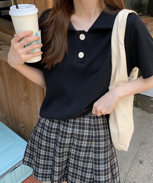 meJane（ミージェーン）の「半袖ポロシャツ（ポロシャツ・レディース・ホワイト/ブラック/グレー/ピンク・FREE）」の7枚目の写真