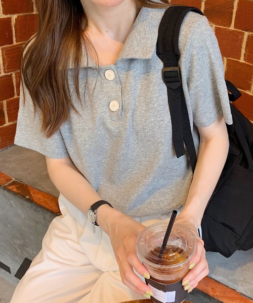 meJane（ミージェーン）の「半袖ポロシャツ（ポロシャツ・レディース・ホワイト/ブラック/グレー/ピンク・FREE）」の14枚目の写真