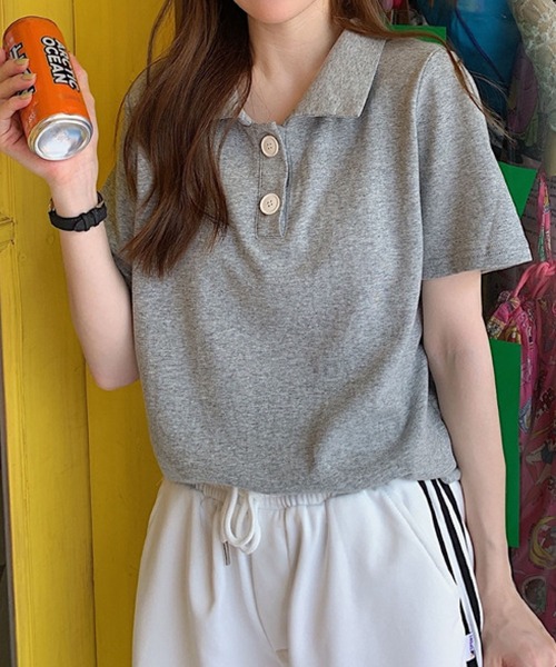 meJane（ミージェーン）の「半袖ポロシャツ（ポロシャツ・レディース・ホワイト/ブラック/グレー/ピンク・FREE）」の15枚目の写真