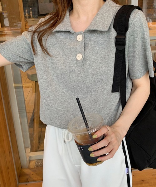 meJane（ミージェーン）の「半袖ポロシャツ（ポロシャツ・レディース・ホワイト/ブラック/グレー/ピンク・FREE）」の5枚目の写真