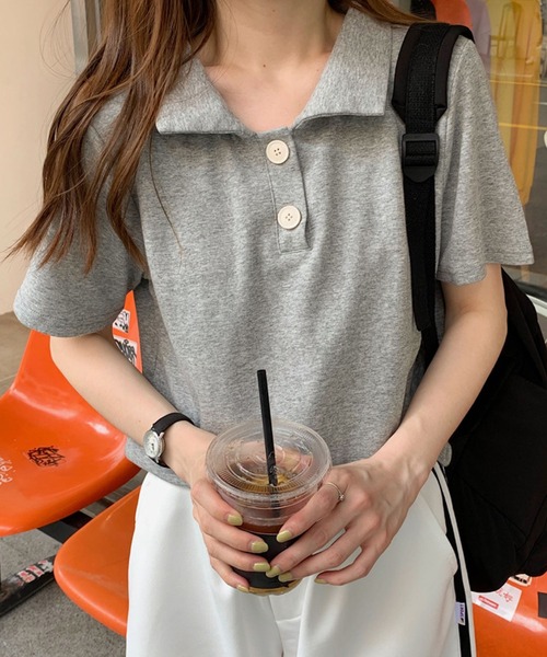 meJane（ミージェーン）の「半袖ポロシャツ（ポロシャツ・レディース・ホワイト/ブラック/グレー/ピンク・FREE）」の10枚目の写真