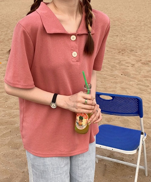 meJane（ミージェーン）の「半袖ポロシャツ（ポロシャツ・レディース・ホワイト/ブラック/グレー/ピンク・FREE）」の8枚目の写真