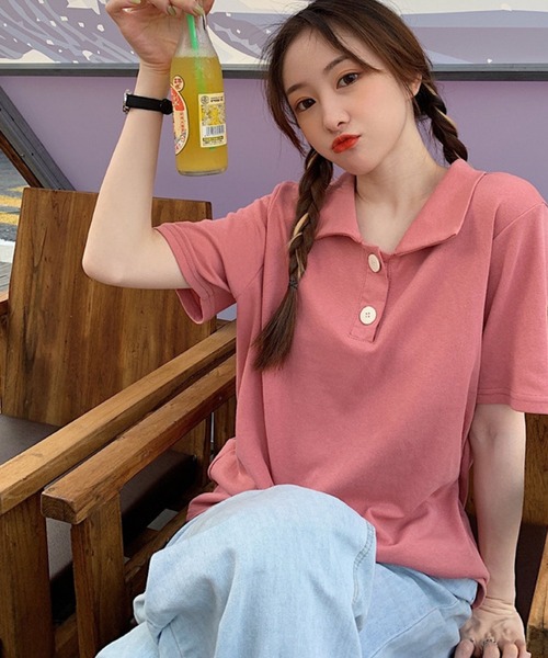 meJane（ミージェーン）の「半袖ポロシャツ（ポロシャツ・レディース・ホワイト/ブラック/グレー/ピンク・FREE）」の17枚目の写真