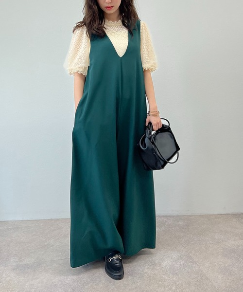 toucher du brise(トゥシェドブリーズ)の「【ワイドパンツが大人可愛い】サロペット(サロペット/オーバーオール・レディース・ベージュ/ネイビー/グレー/モスグリーン・M)」の5枚目の写真