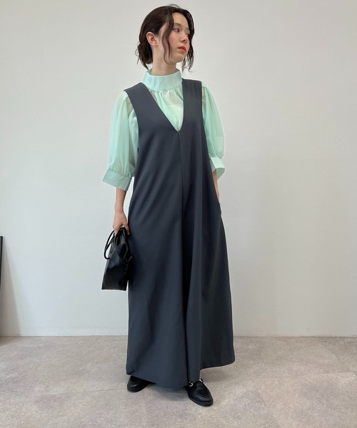 toucher du brise(トゥシェドブリーズ)の「【ワイドパンツが大人可愛い】サロペット(サロペット/オーバーオール・レディース・ベージュ/ネイビー/グレー/モスグリーン・M)」の8枚目の写真