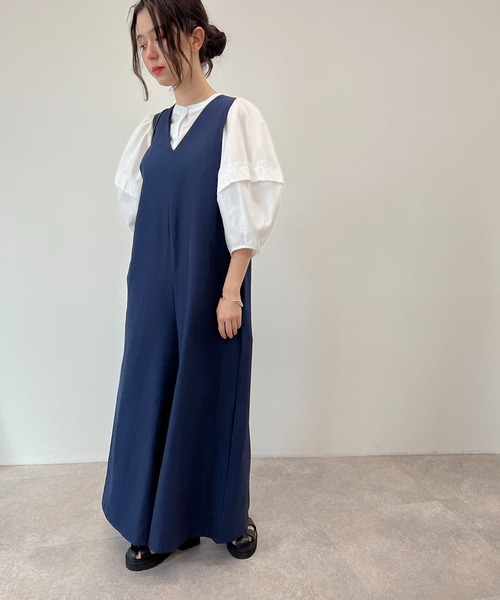 toucher du brise(トゥシェドブリーズ)の「【ワイドパンツが大人可愛い】サロペット(サロペット/オーバーオール・レディース・ベージュ/ネイビー/グレー/モスグリーン・M)」の20枚目の写真