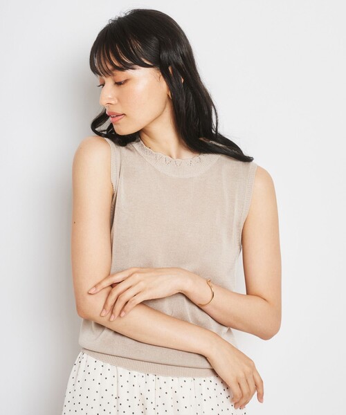 Feroux（フェルゥ）の「【洗える】ハイネック ノースリーブ ニット（ニット/セーター・レディース・ホワイト系/ブラック系/ベージュ系/ライトグリーン系・2）」の4枚目の写真