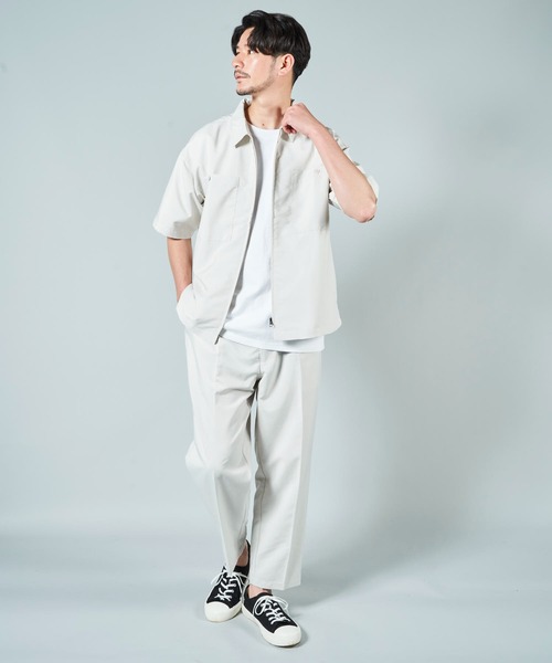 ADPOSION(アドポーション)の「【セットアップ対応】ドライポリエステル ビッグシルエット ジップアップ半袖シャツ(シャツ/ブラウス・メンズ・グリーン/ブラック/ベージュ/ブルー・MEDIUM/X-LARGE/LARGE)」の8枚目の写真