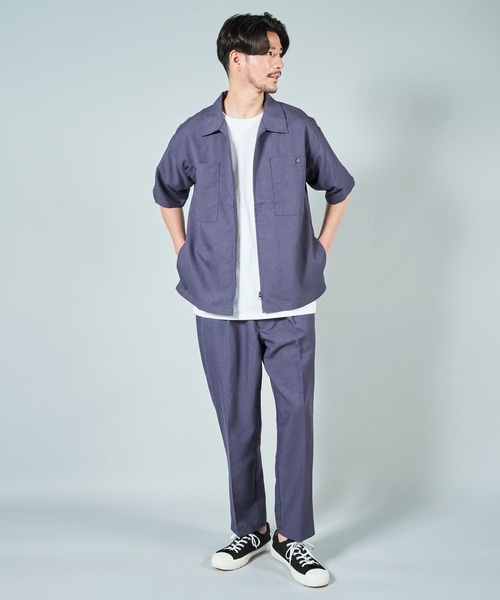 ADPOSION(アドポーション)の「【セットアップ対応】ドライポリエステル ビッグシルエット ジップアップ半袖シャツ(シャツ/ブラウス・メンズ・グリーン/ブラック/ベージュ/ブルー・MEDIUM/X-LARGE/LARGE)」の14枚目の写真