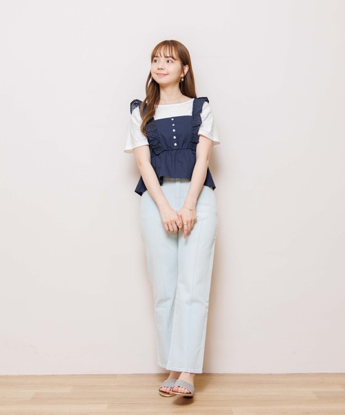 flower(フラワー)の「タイニーフリルビスチェ(ベスト・レディース・アイボリー/ネイビー・FREE)」の12枚目の写真