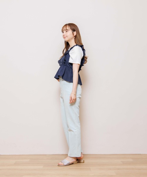 flower(フラワー)の「タイニーフリルビスチェ(ベスト・レディース・アイボリー/ネイビー・FREE)」の9枚目の写真