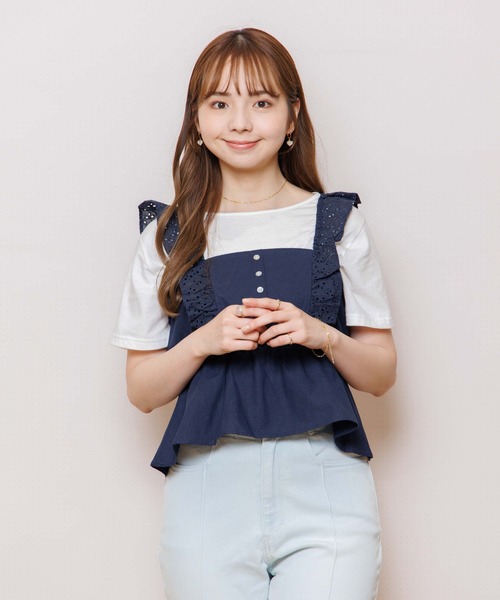 flower(フラワー)の「タイニーフリルビスチェ(ベスト・レディース・アイボリー/ネイビー・FREE)」の8枚目の写真