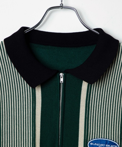 WEGO（ウィゴー）の「WEGO/ハーフZIP BIGニットポロ（ポロシャツ・メンズ・ホワイト/ダークグリーン・MEDIUM/LARGE）」の7枚目の写真