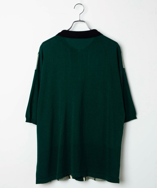 WEGO（ウィゴー）の「WEGO/ハーフZIP BIGニットポロ（ポロシャツ・メンズ・ホワイト/ダークグリーン・MEDIUM/LARGE）」の11枚目の写真