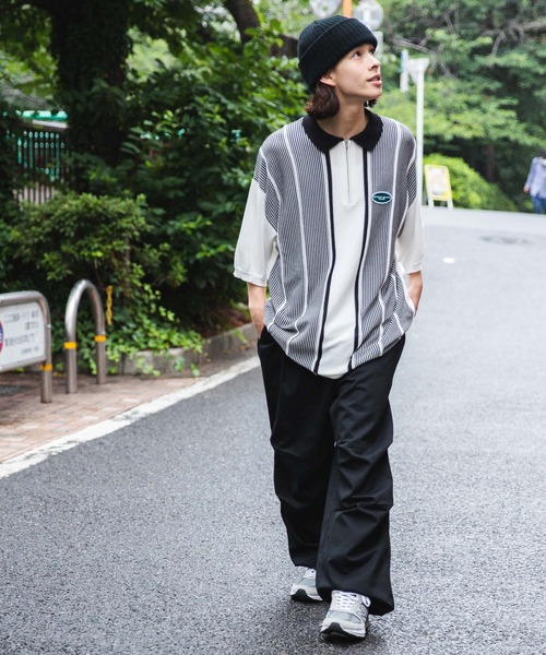 WEGO（ウィゴー）の「WEGO/ハーフZIP BIGニットポロ（ポロシャツ・メンズ・ホワイト/ダークグリーン・MEDIUM/LARGE）」の18枚目の写真