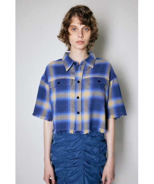 MOUSSY（マウジー）の「CUT OFF CHECK CROP シャツ（シャツ