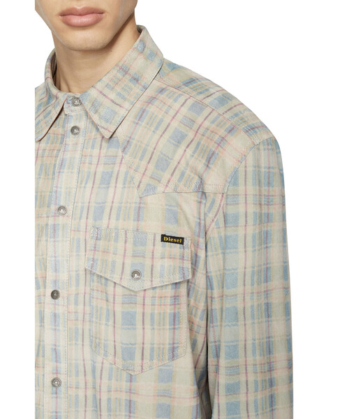 DIESEL（ディーゼル）の「メンズ レザー シャツ チェック（ブルゾン